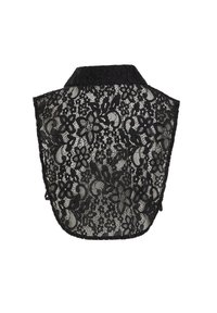 Mustmustest mustriga, lillemustriga, millel on krae ja avatud õlavarre. Õhuline tekstuur koos keeruka detailiga kogu ulatuses.