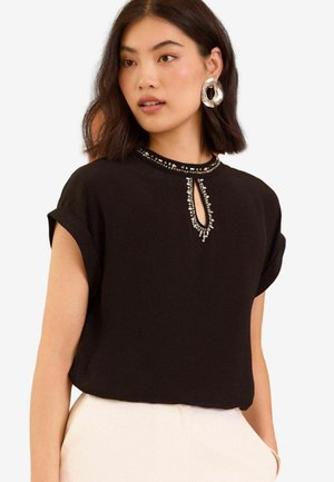 Love & Roses ROLL SLEEVE - REGULAR FIT - Palaidinė - black beaded
