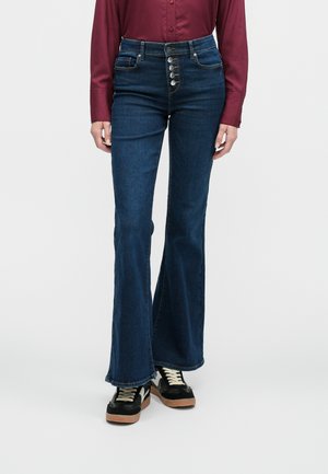 ONLLUSH FLY BUT RETRO - Jean flare - dark blue denim