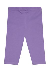 Leggings violets en matière de coton mélangé douce. Présentent une taille lisse et une coupe droite, avec une surface texturée uniforme.