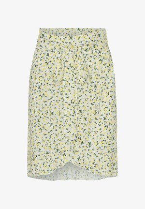AMERICANDREAMS, MILLY WRAP SKIRT SHORT - Φούστα σε γραμμή Α - white lime flower