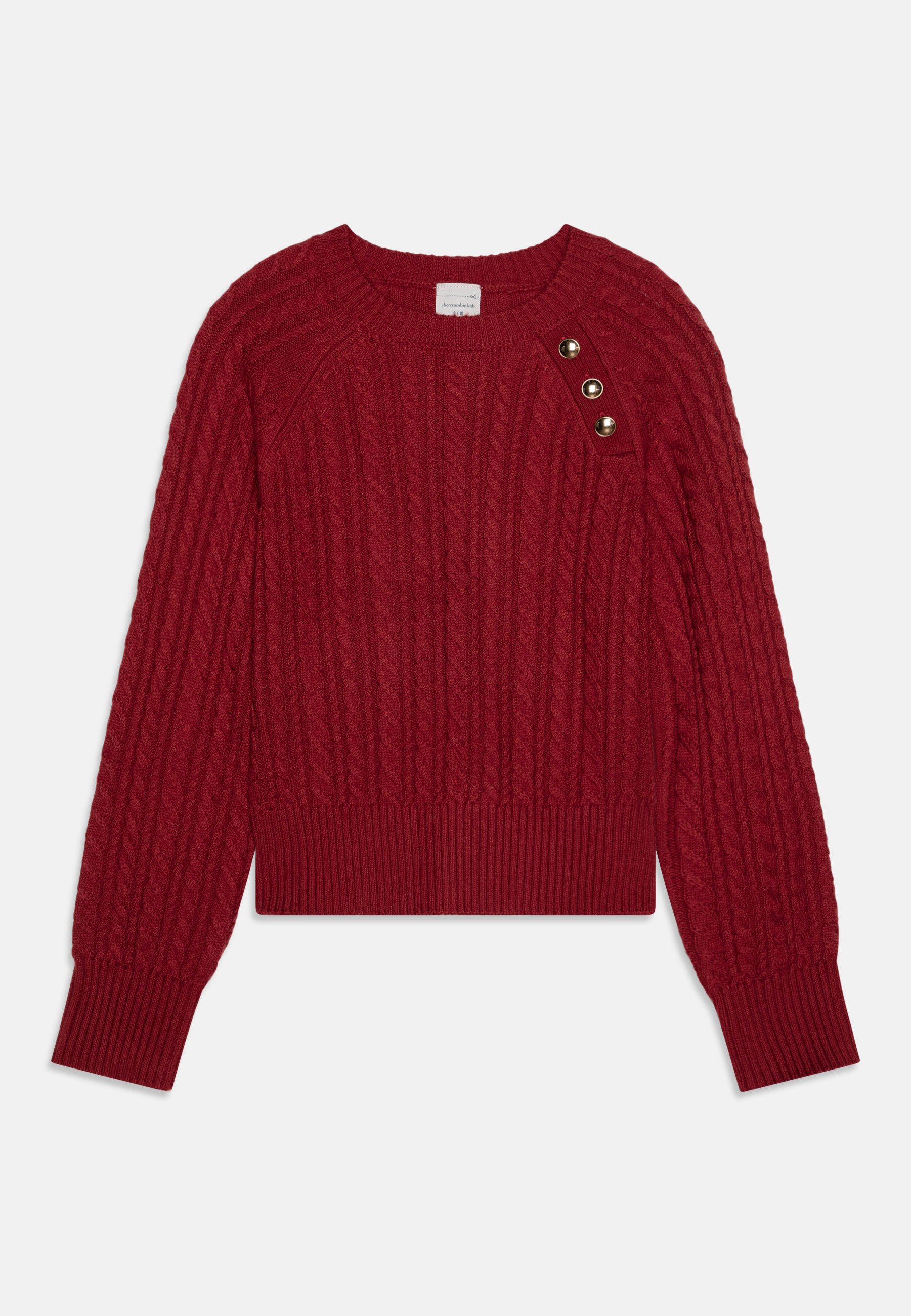 Abercrombie Fitch BUTTON CABLE SWEATER Jumper red dhalia/red