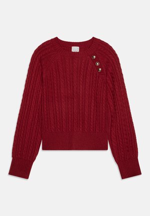 BUTTON CABLE SWEATER - Strikkegenser - red dhalia