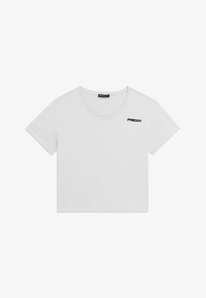 Freddy, MANICA CORTA CROPPED CON PICCOLO LOGO FREDDY - Camiseta básica - white
