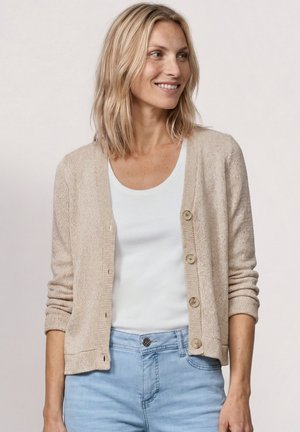Street One, LANGARM JACKE IM STRICK-LOOK MIT GLITZER - Gilet - clay sand