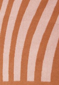 Textile featuring alternating stripes in soft pink and terracotta. The fabric has a smooth texture with a regular pattern of arches.