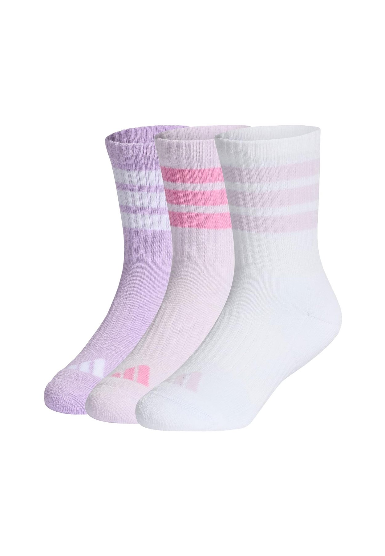 adidas 3STRIPES CUSHIONED SPORTSWEAR CREW 3 PAIR PACK - Sports socks - powder plum white ice lavender