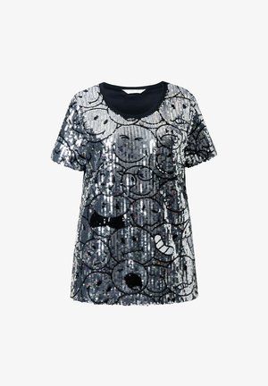 Angel of Style, T-SHIRT, KOMFORT FIT, PAILLETTEN-SMILEYS - T-Shirt print - silver