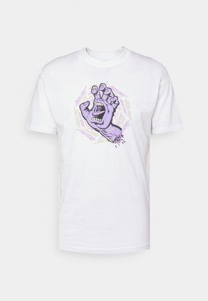 UNISEX SPIRAL STRIP HAND - T-shirt z nadrukiem - white