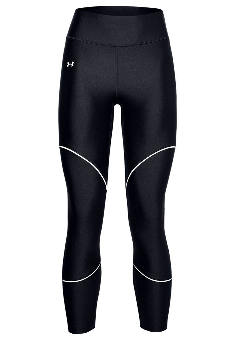 Svarta träningsleggings med hög midja, med vita accentresår och en figurnära design. Tillverkade av ett mjukt, elastiskt material.