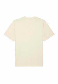Crème-kleurig t-shirt met korte mouwen en een ronde hals, gemaakt van zacht katoen, met een effen achterkant zonder zichtbare logo's of patronen.