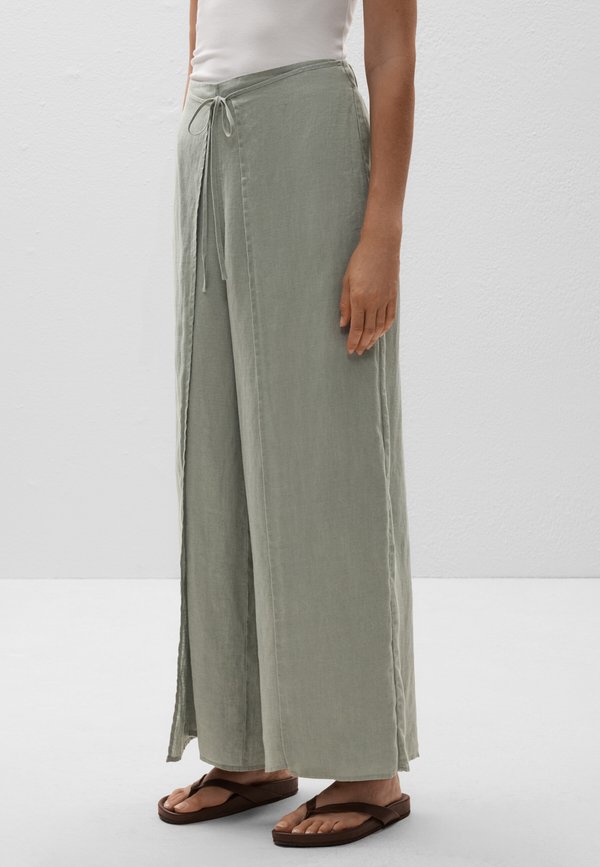 LINEN LAYERED STRAIGHT-LEG - Stoffhose - turquoise
