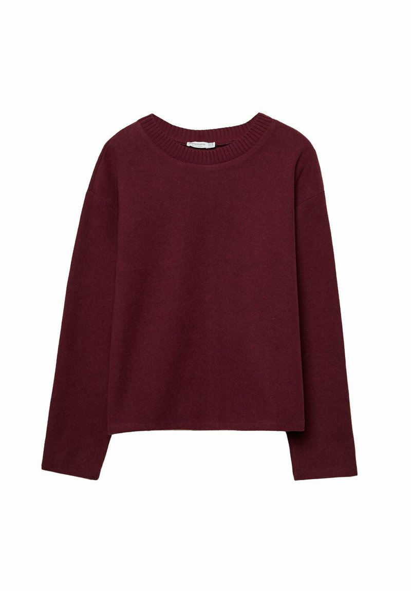 Pull ajusté court manches longues bordeaux femme | Cache Cache