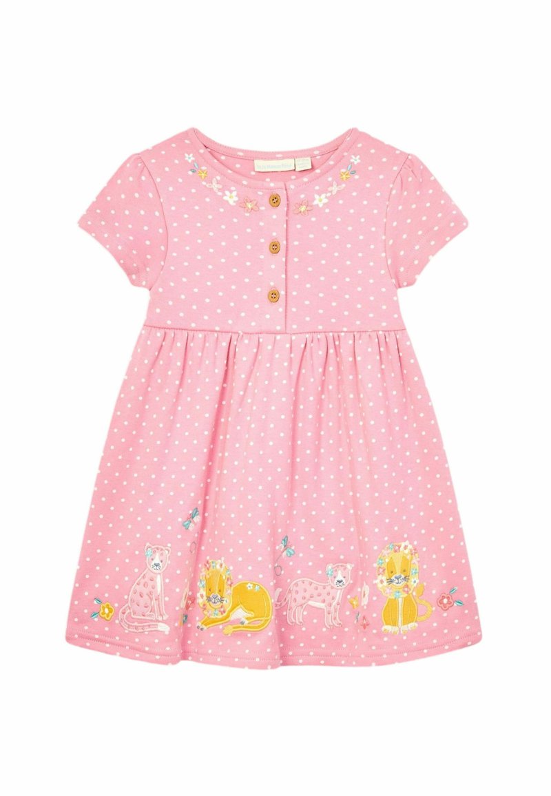 JoJo Maman Bébé BUNNY APPLIQUE BUTTON FRONT REGULAR FIT - Trikotaažkleit - pink lion  tiger spot