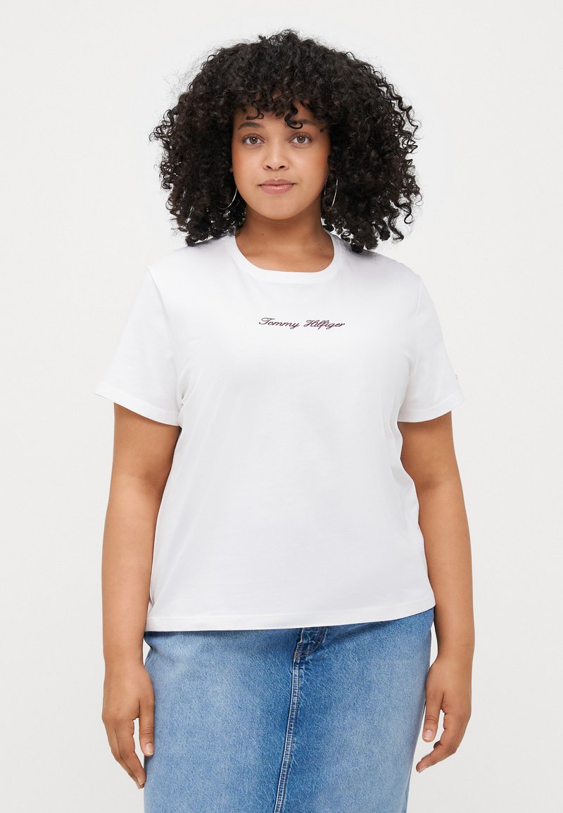Tommy Hilfiger Curve CLASSIC SCRIPT TEE - T-shirt con stampa - ecru