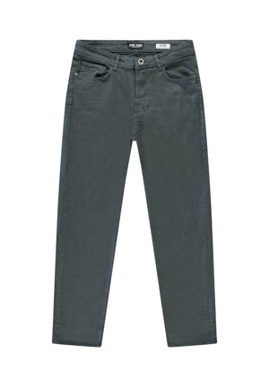 Slim-fit, donkergrijze jeans van een katoenmix. Voorzien van vijf zakken, een knoopsluiting en stiksels langs de naden.