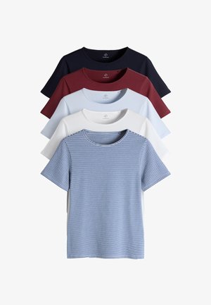 THE SET, 5 PACK SHORT SLEEVE FITTED CREW NECK - Camiseta básica - red navy stripe light blue white