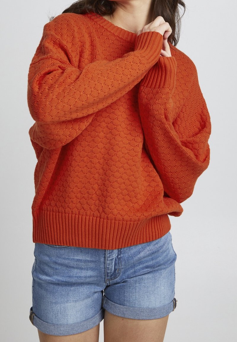 ICHI Stickad tröja - orange