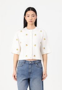 Object OBJTHESS SLEEVE CARDIGAN - Cardigan - cloud dancer/lemon