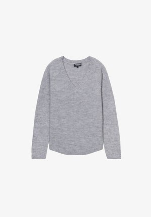 BONOBO Jeans, MIT LANGEN ÄRMELN V-AUSSCHNITT - Jersey de punto - gris clair