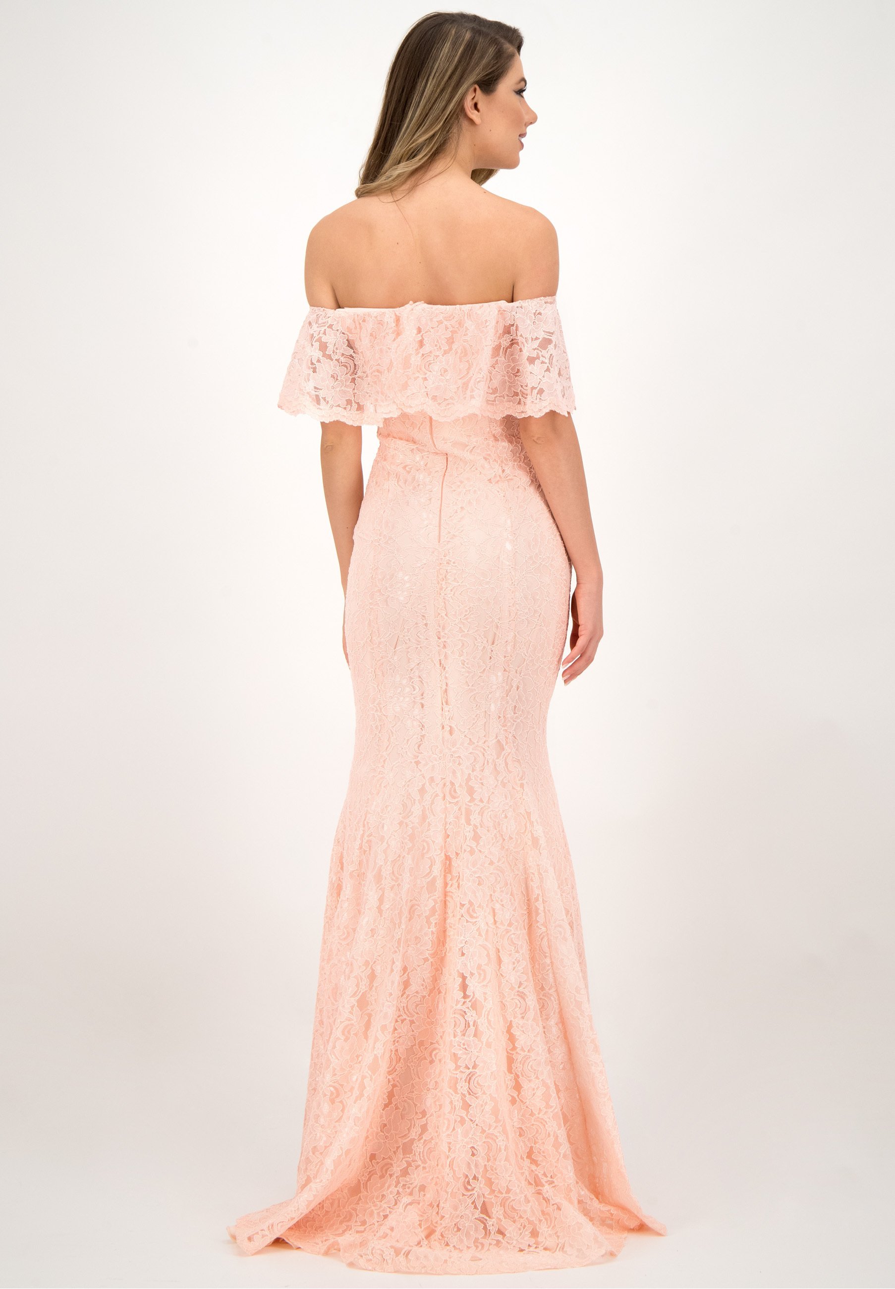 Prestije FIGURBETONTES AUS SPITZE MIT CARMEN-AUSS -  Cocktailkleid/festliches Kleid - rosa - Zalando.de
