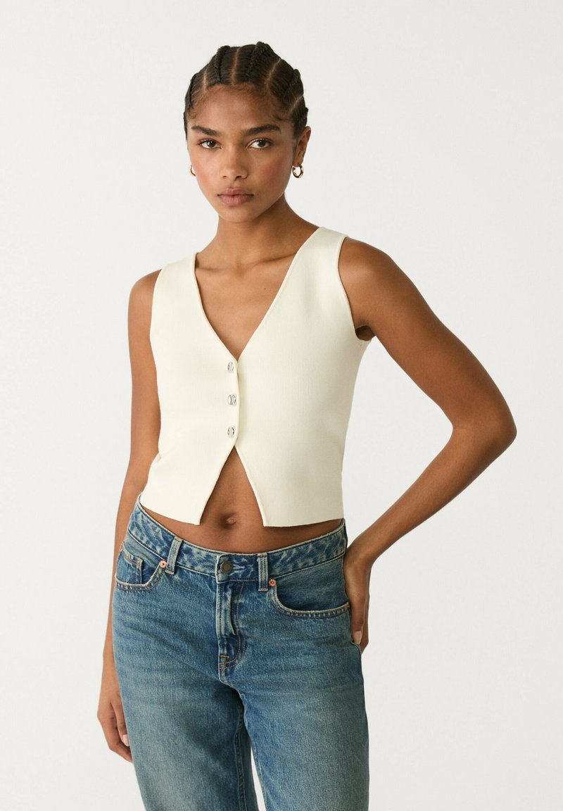 Stradivarius - Waistcoat - beige, Enlarge