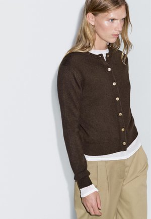 Massimo Dutti Strickjacke - mottled dark brown