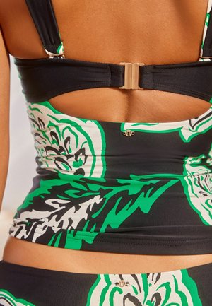 WIDE STRAP  - Bikiniöverdel - black green leaf print