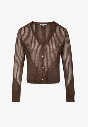 Morgan, MORGAN MORGAN OPENWORK LONG-SLEEVED CARDIGAN - Gilet - marron foncé
