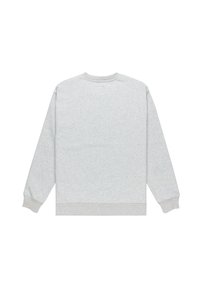 Felpa grigia con collo rotondo, maniche lunghe e polsini a costine. Realizzata in materiale morbido, con una texture uniforme e senza stampe visibili.