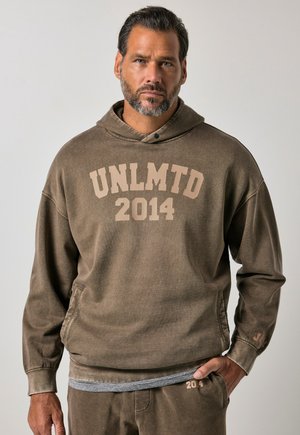 JP1880, JAY-PI HOODIE, FITNESS, HOODED SWEATER, PRINT, VINTAGE LOOK, UP TO 7XL - Kapuzenpullover - light brown