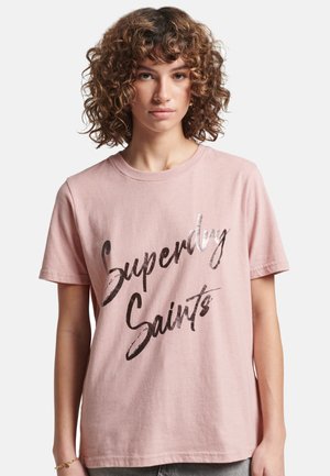 Superdry & Co, VINTAGE KURZARM MIT VERZIERUNG - Camiseta estampada - rosa