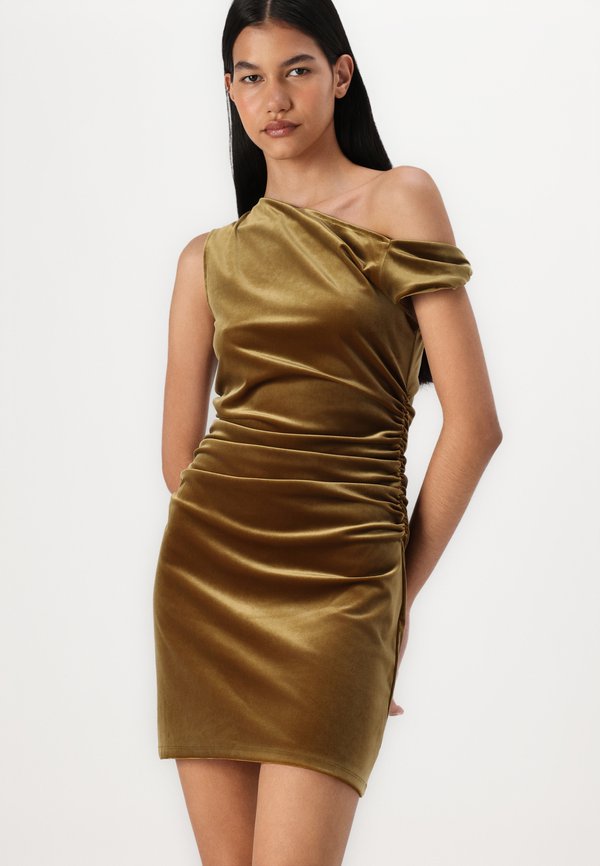Off-The-Shoulder Velvet Mini Dress - Cocktail dress / Party dress - olive4
