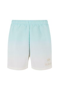 Plavky s přechodem z světle modré do bílé barvy, s elastickým pasem a malým béžovým logem palmy na spodní pravé noze.