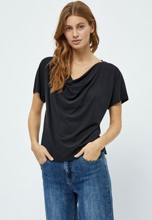 DEAMALIA SHORT SLEEVE DRAPE T-SHIRT. - T-shirt basique - black