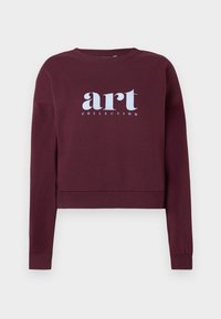 Felpa corta bordeaux in misto cotone con maniche lunghe. Presenta una grafica bianca "art COLLECTION" sulla parte anteriore. Polsini a costine.