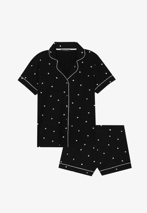 Anna Field, HEART PRINT BUTTON UP SET - Pyjama - black/ white