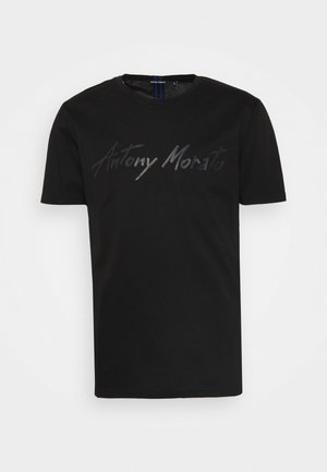 SLIM FIT INMERCERIZED WITH LOGO - Print T-shirt - black