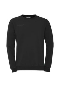 Sort langærmet sweatshirt lavet af bomuld. Har en rund halsudskæring og ribbede manchetter. Har et diskret "uhlsport" logo på forsiden.