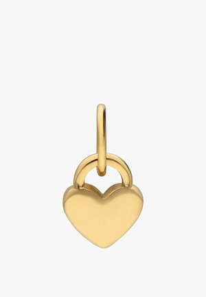 Charm en forme de cadenas cœur doré avec une anse arrondie et une surface polie lisse sur fond blanc.