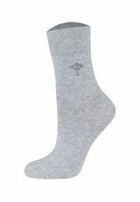 Calzini alla caviglia in cotone grigio con bordo a coste, caratterizzati da un motivo sottile e una costruzione della punta senza cuciture per il massimo comfort. Texture leggera e traspirante.