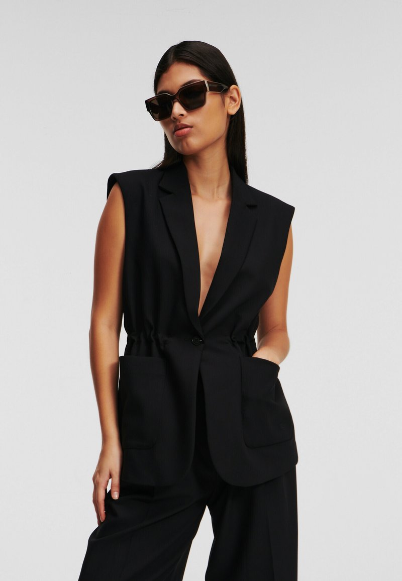 KARL LAGERFELD TAILORED WITH DRAWCORD WAIST - Strukirani kaput - black