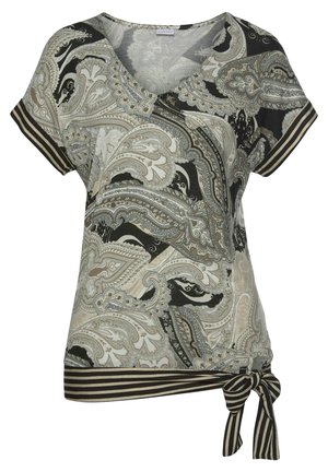 LASCANA Bluza - schwarz-taupe-bedruckt