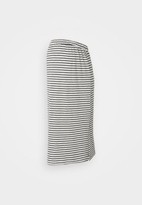 Kladková sukně černobílé pruhy s elastickým pasem. Rovný střih a délka ke kolenům. Horizontální pruhy vytvářejí texturovaný vzhled.