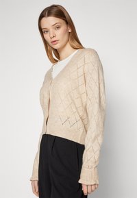 JDY JDYLETTY LS V-NECK - Jopica - oatmeal detail/melange