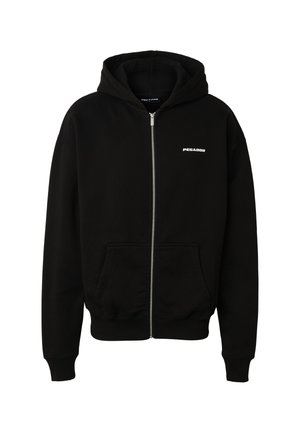 Pegador, OVERSIZED LOGO HOODED ZIP SWEAT JACKET - Sweat zippé - washed black/white gum