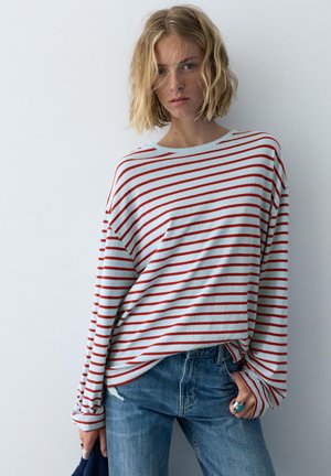 PULL&BEAR STRIPED - Majica z dolgimi rokavi - blue