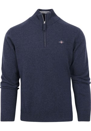 GANT HALFZIP LOGO - Strickpullover - blauw donkerblauw