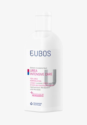 Flasche EUBOS Urea Intensive Care Körperlotion für extrem trockene Haut, 10 % Urea, lindert Juckreiz, verbessert die Feuchtigkeit, mit Glycerin und Mandelöl.