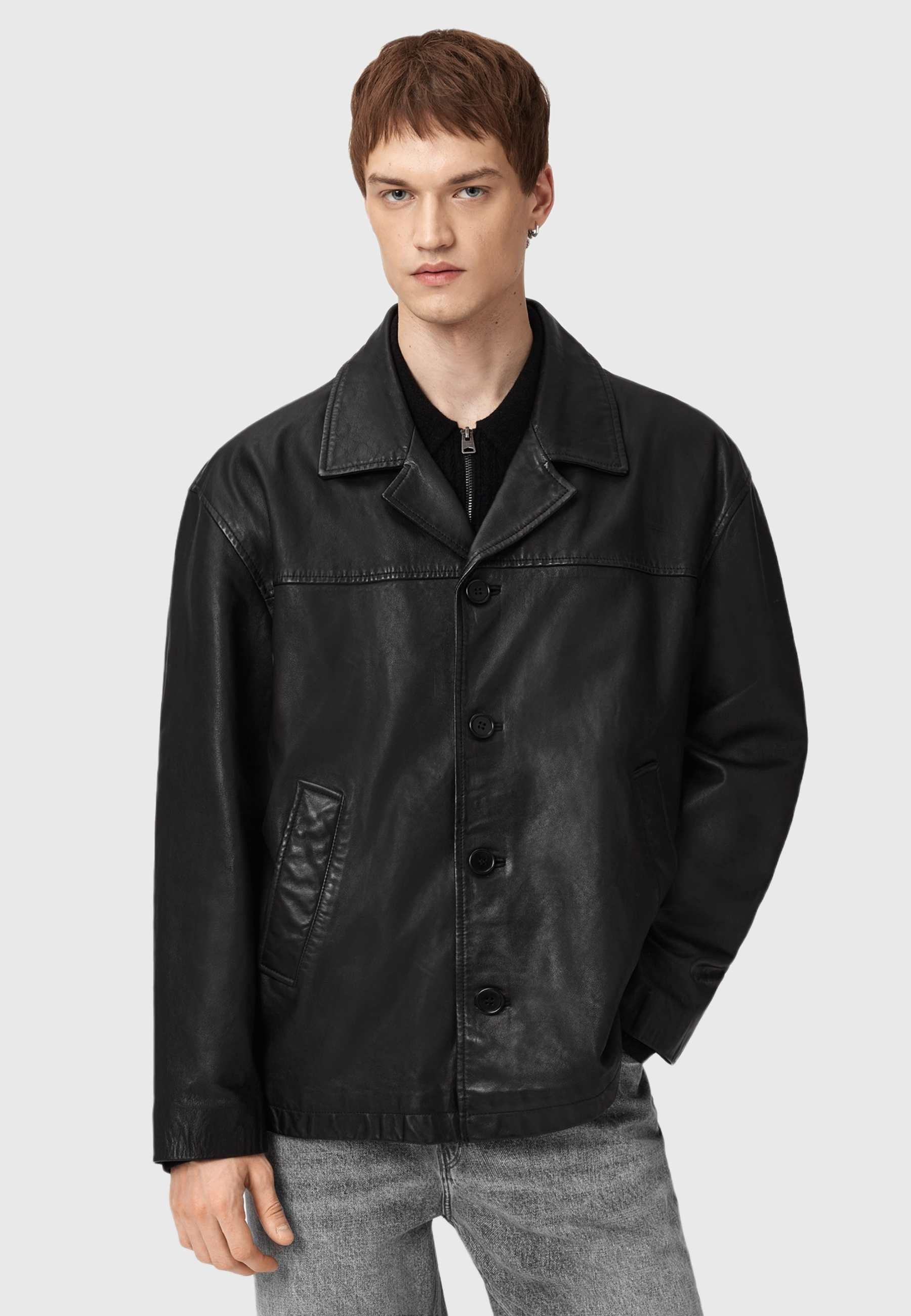 AllSaints BRADWELL - Leather jacket - black - Zalando.co.uk